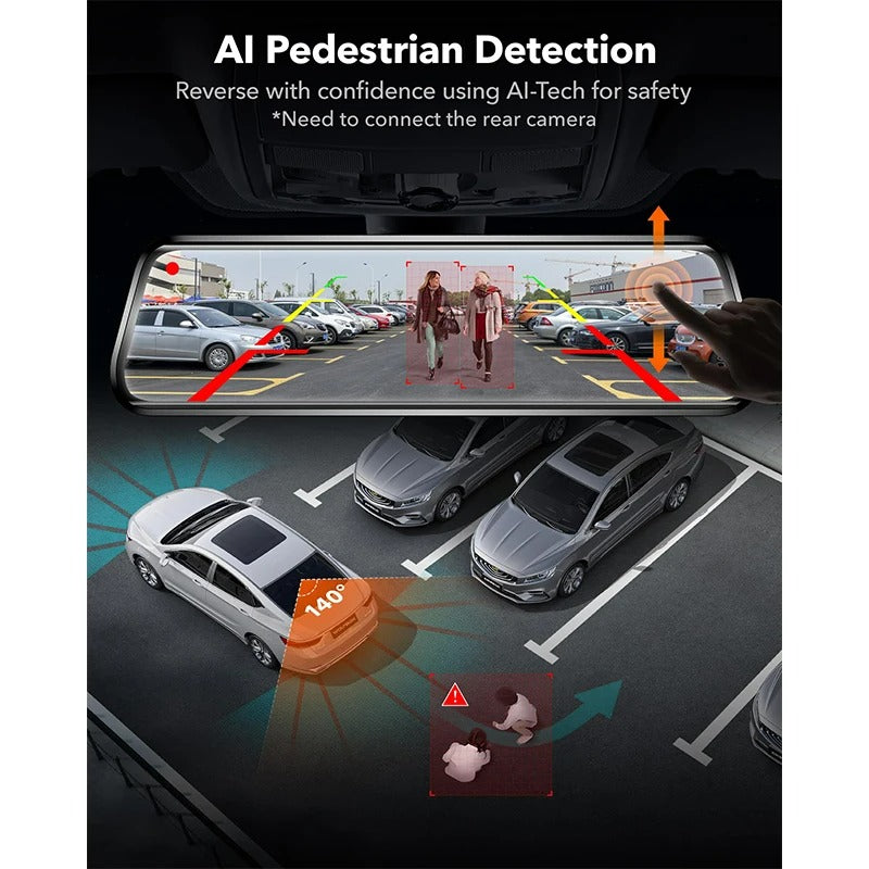 WOLFBOX G910 Dash Camera Front and Rear Dash Cam AI Motion Detection Car Video Recorder for GPS Parking Monitor Mirror Car Dvr
