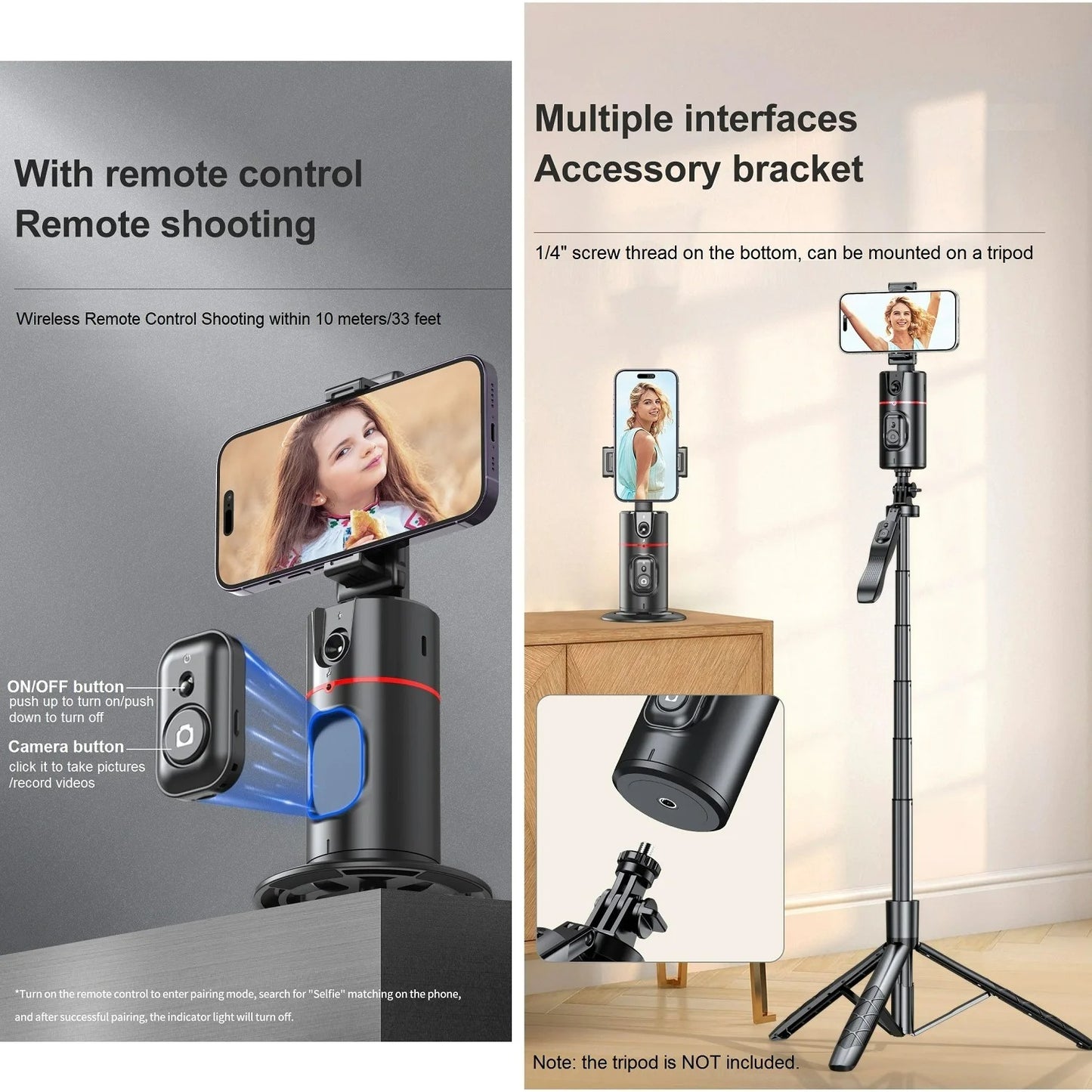Auto Face Tracking Stativ 360 ° Drehung, Auto Tracking Telefon halter Remote Moving Stativ für Live Video Vlog
