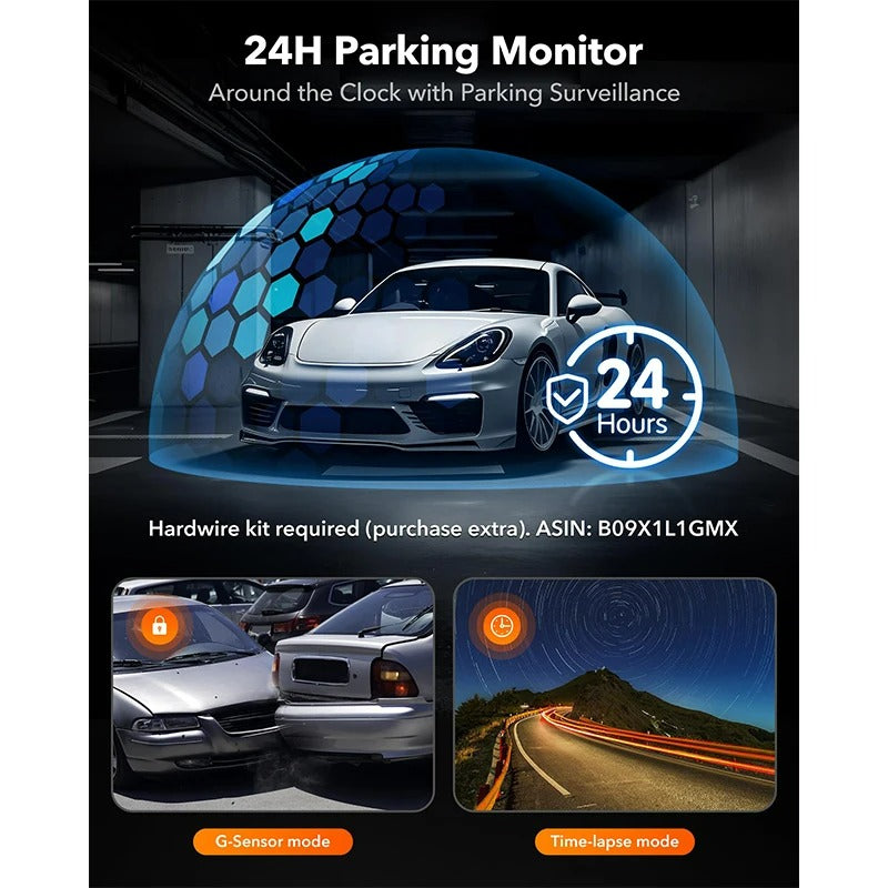 WOLFBOX G910 Dash Camera Front and Rear Dash Cam AI Motion Detection Car Video Recorder for GPS Parking Monitor Mirror Car Dvr